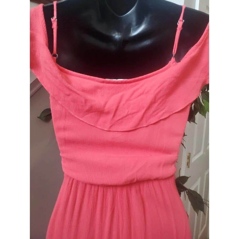 Ces Femme Women's Red Solid Rayon Sleeveless Spaghetti Strap Long Maxi Dress S - Image 4