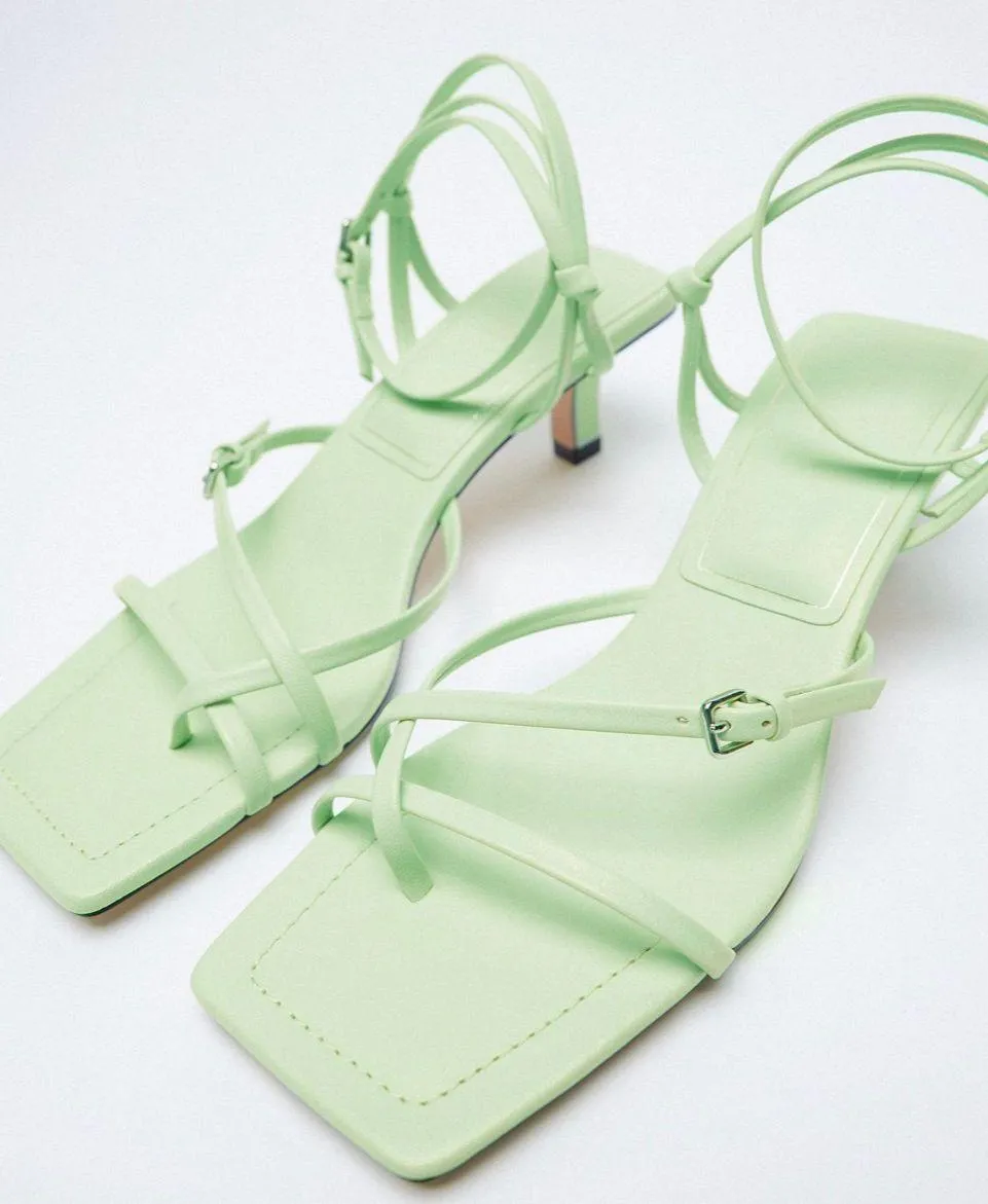 Strappy Heeled Leather Sandals - Image 2