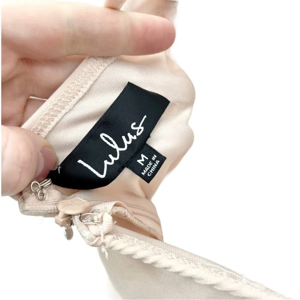 LULUS Dress Women Size Medium Mini Letter Of Love Blush Pink Skater Open Back - Image 5