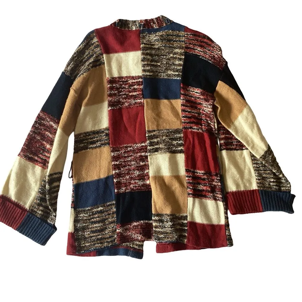 Vintage Castle Square Patchwork Sweater Red - Image 7