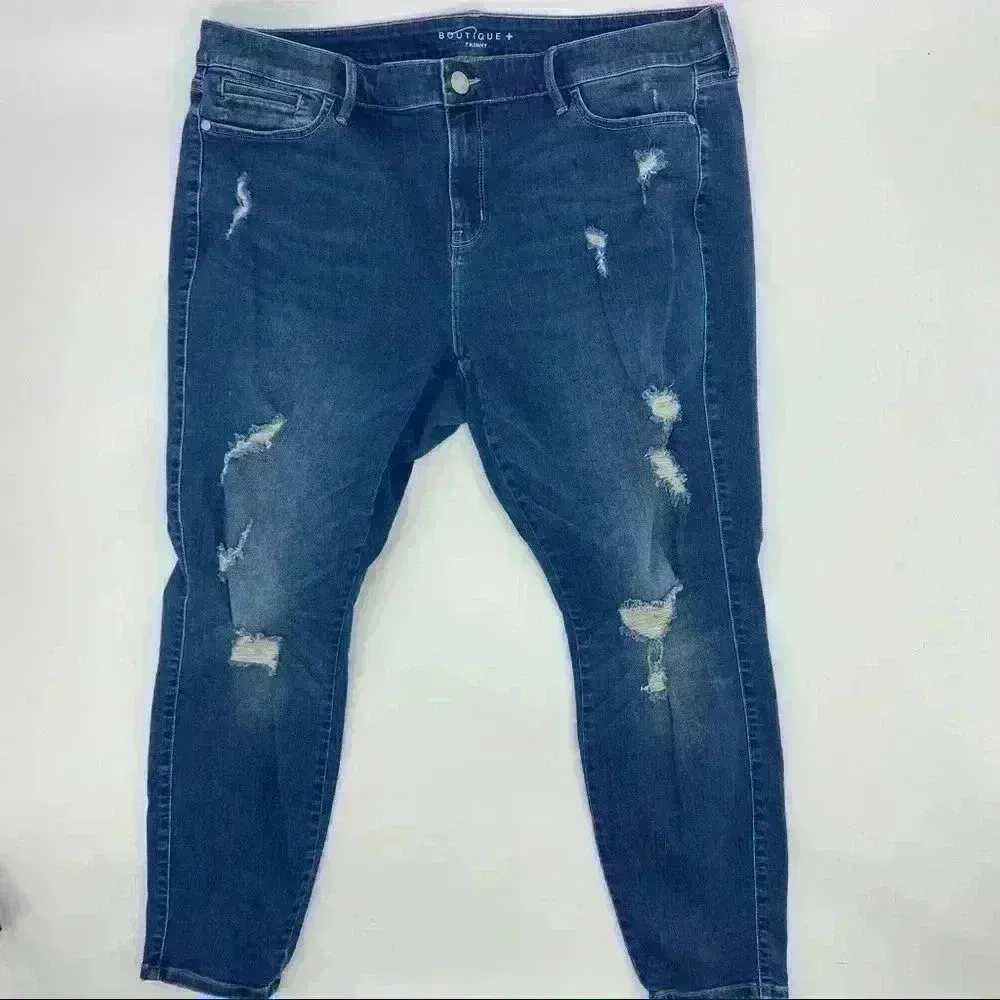 JCPenny BOUTIQUE Distressed Skinny Jeans Size‎ 18W Blue - Image 5