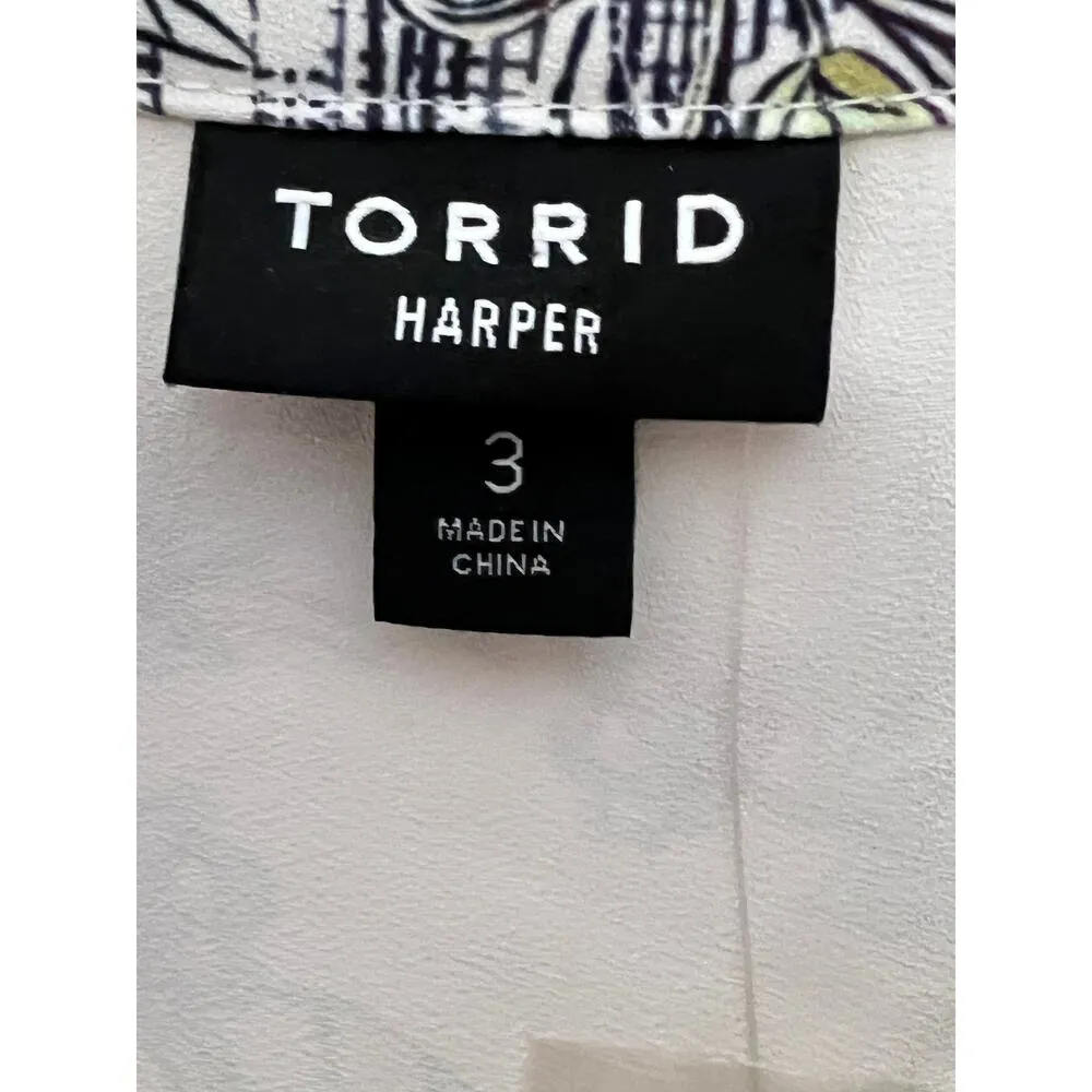 Torrid size 3 top NEW Harper Georgette multicolor  floral summery office - Image 6
