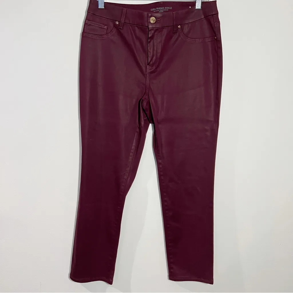 Chico's So Slimming Coated‎ Girlfriend Ankle Jeans Size 6 Petite Chico's 0.5P - Image 3