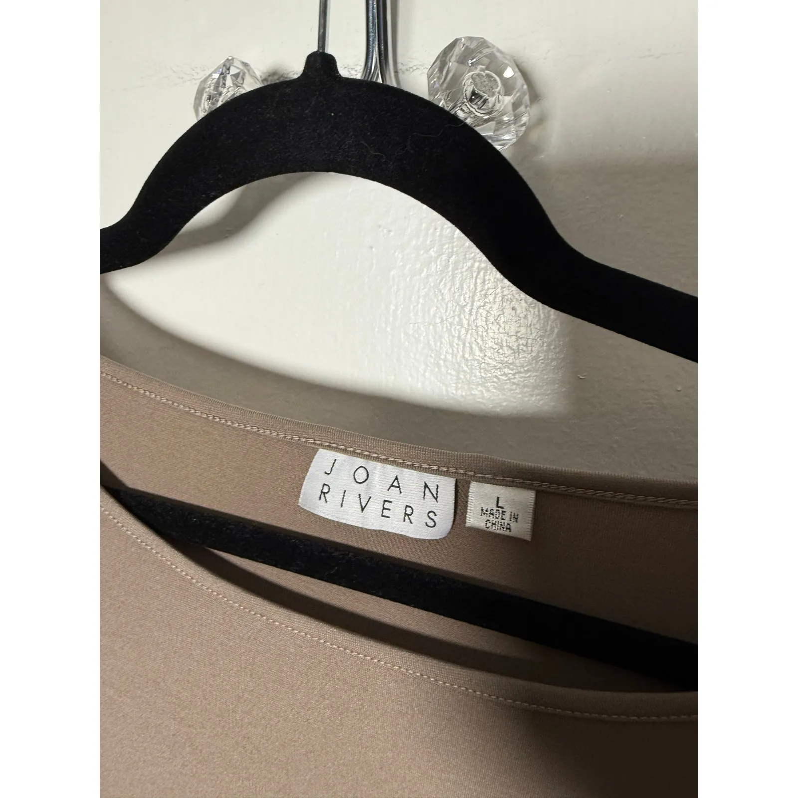 Joan Rivers Beige Stretch Oversized Boho Lagenlook Pocket Shirt Long Sleeve LG - Image 2