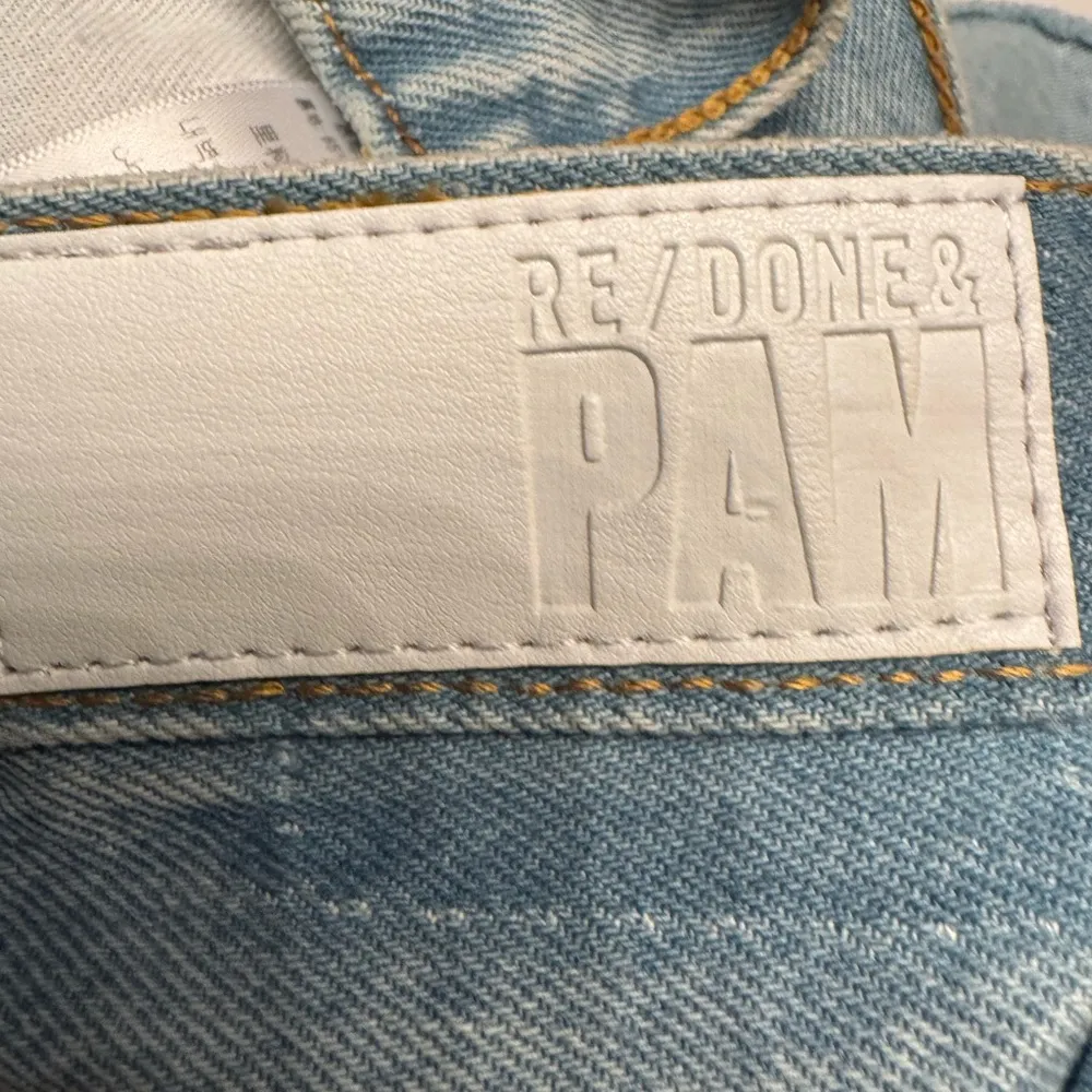 REDONE x Pam Anderson Mid Rise Wrap Denim Mini Skirt Maliblue Blue Size 26 - Image 15