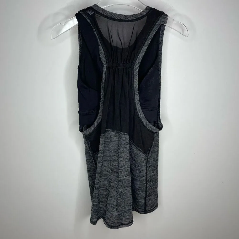 Lululemon Tank Lot Power Y &‎ Crew Built In Bra Top 4 6 Gray Black Workout Gym - Image 3