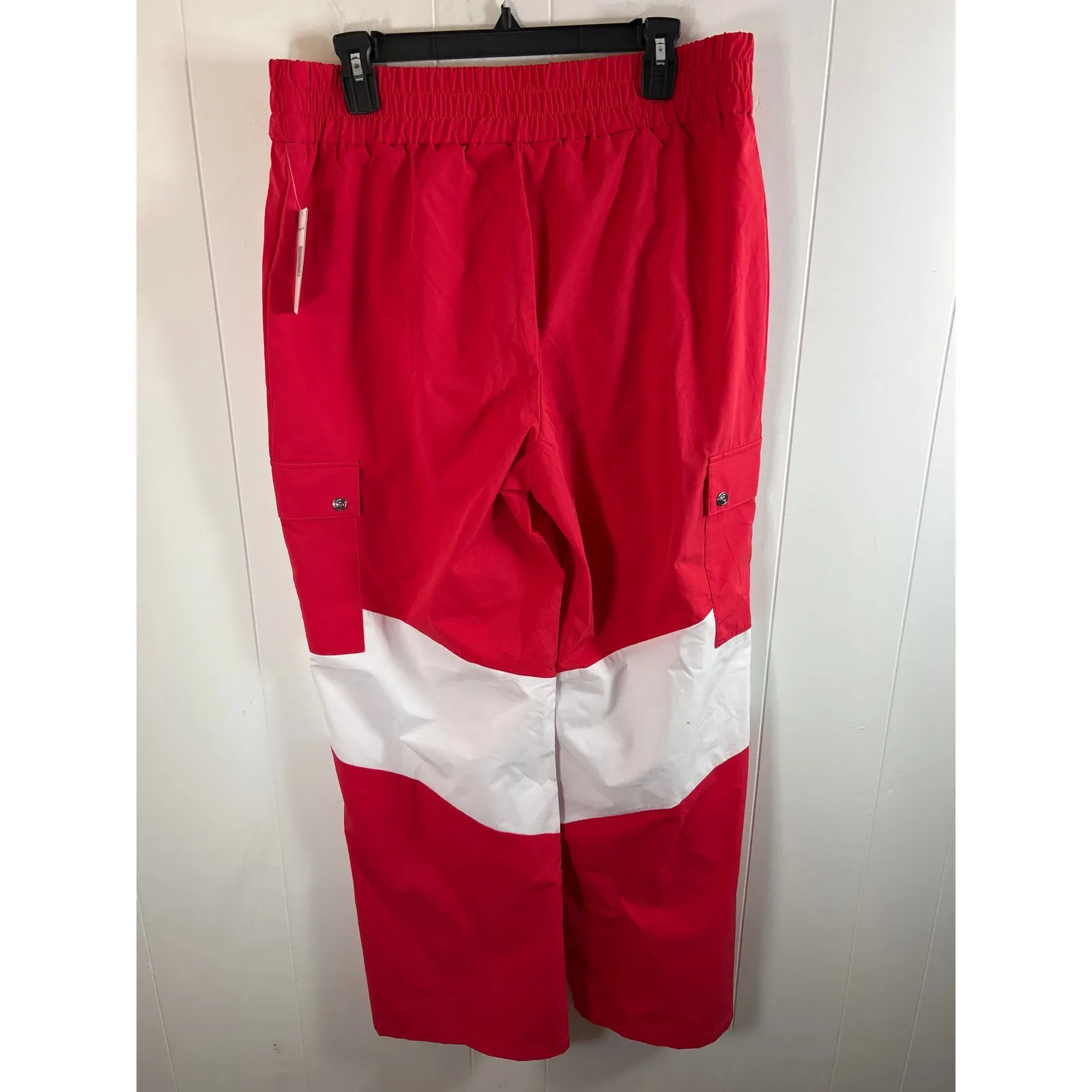 NWT Juicy by Juicy Couture Wind Track Pants Size XL. Watermelon/White Wide Leg - Image 2