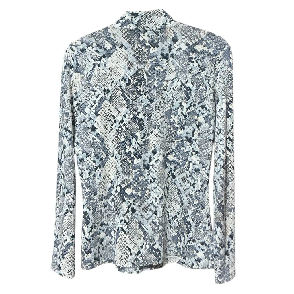 LIVERPOOL Snakeskin Mock Neck Top XS 17.5” P2P Light Blue/Gray $59 Retail NWOT - Image 8