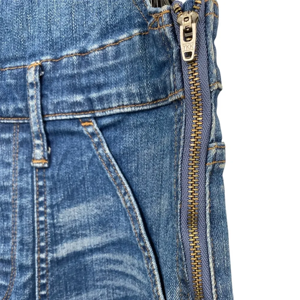 Madewell Indigo Skinny Overalls Denim Classic Workwear Ankle Raw Hem - Image 9