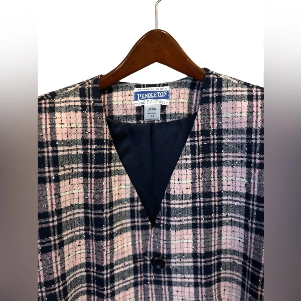 Pendleton   Vintage Jacket Tartan Plaid 100%   Wool Jacket Size‎ 14 - Image 5