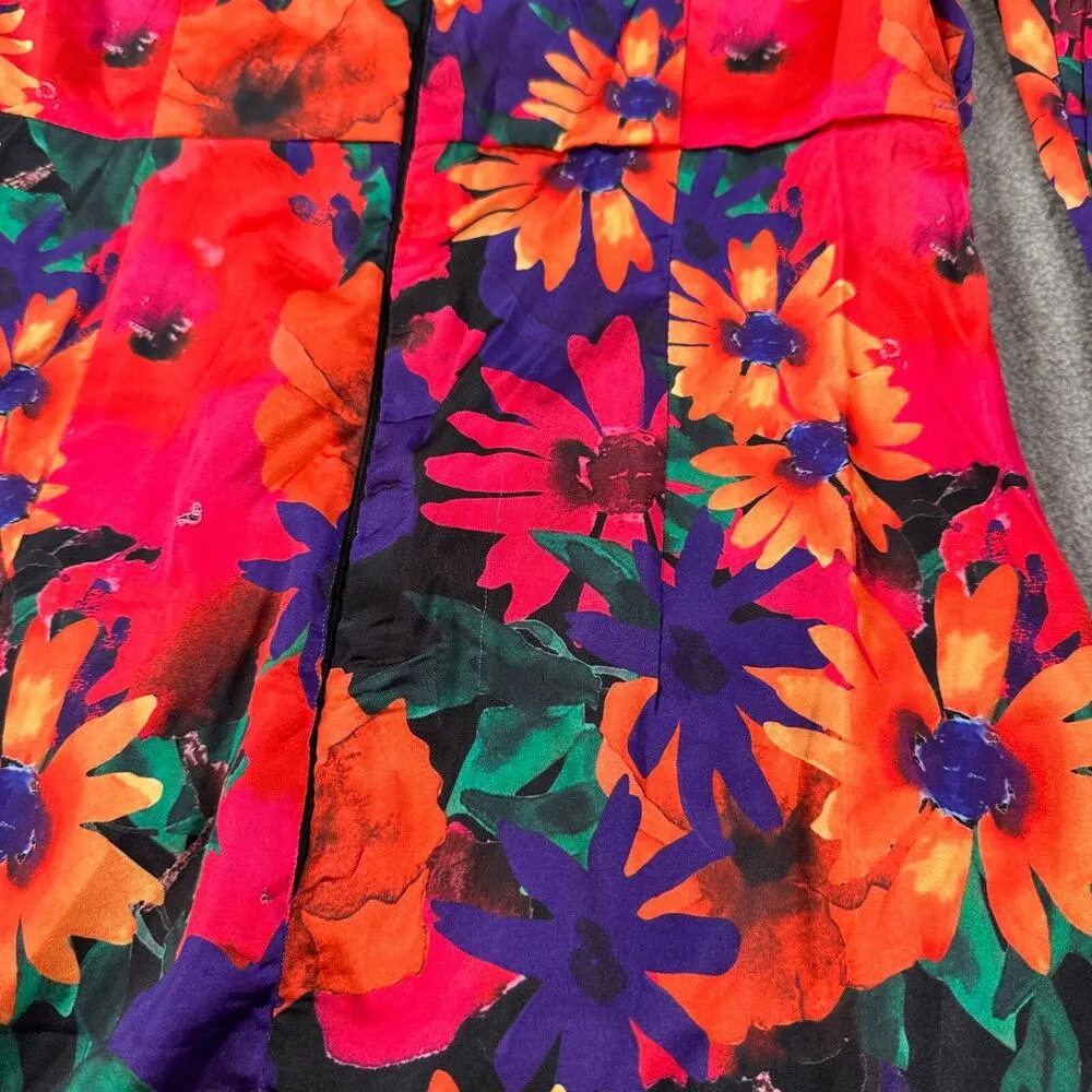 PRETTYLITTLETHING Split Skirt Ring Detail Bodycon Dress Size 0 Multicolor Floral - Image 3