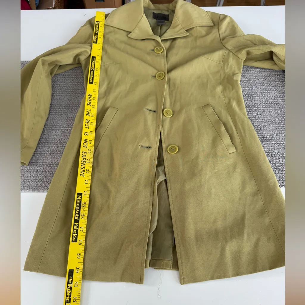 Vintage John Paul Richard Uniform Chartreuse Olive Green Short Trench Coat Sz 6 - Image 8