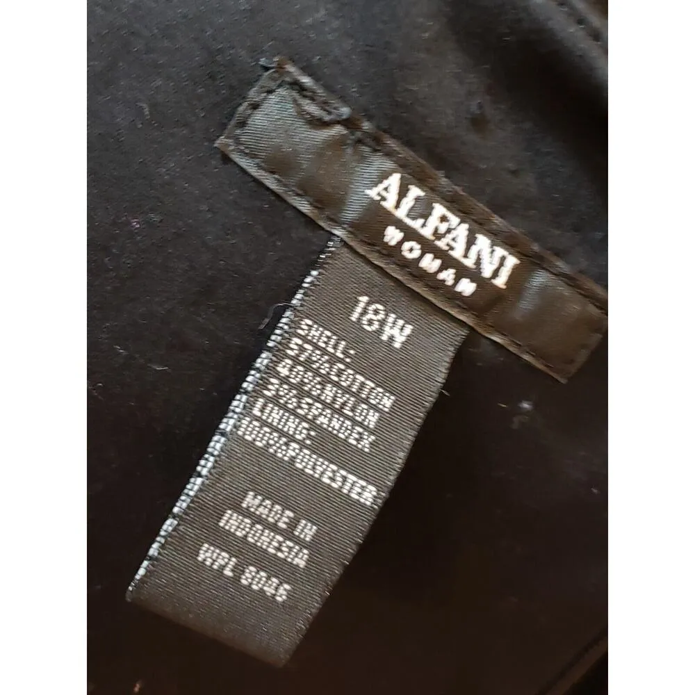 Alfani Women's Black Beaded Tie Waist V Neck Short Sleeve Knee Length Dress 18W - Image 10