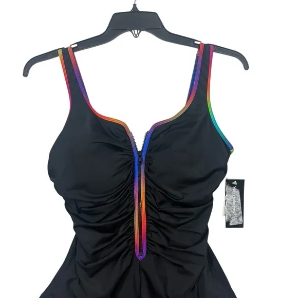 Swim Solutions nwt $98 Women's‎ Shirred Zip - Image 2