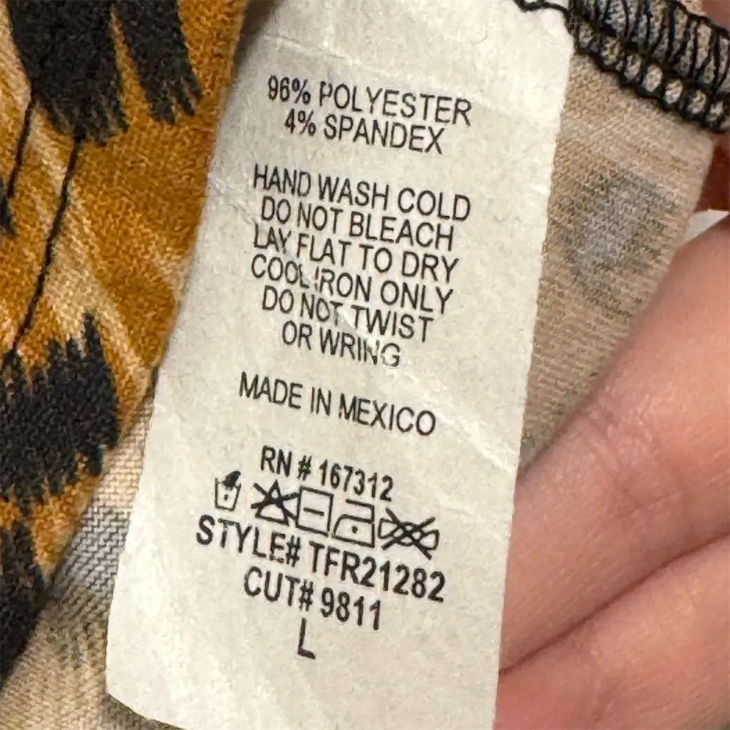 French Pastry L Leopard Print Short Sleeve Tie Front Top Y2K‎ Mob Wife V-Neck - Image 8