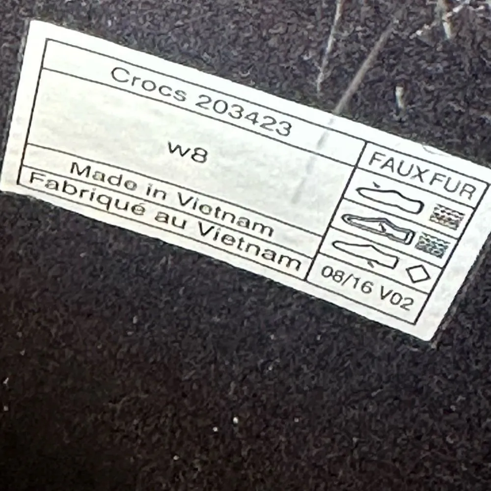 Crocs LodgePoint Boots Womens 8 Black Faux Fur Nylon Pull On Cinch Lace Snow - Image 5