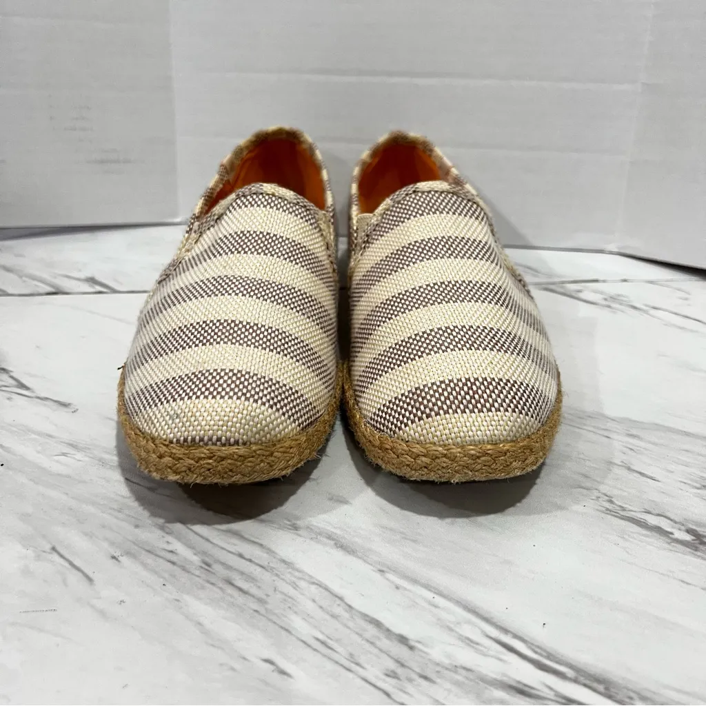 Keds Size 8  Espadrille Slip On Canvas Flats Slides Loafers Striped Tan Cream - Image 2