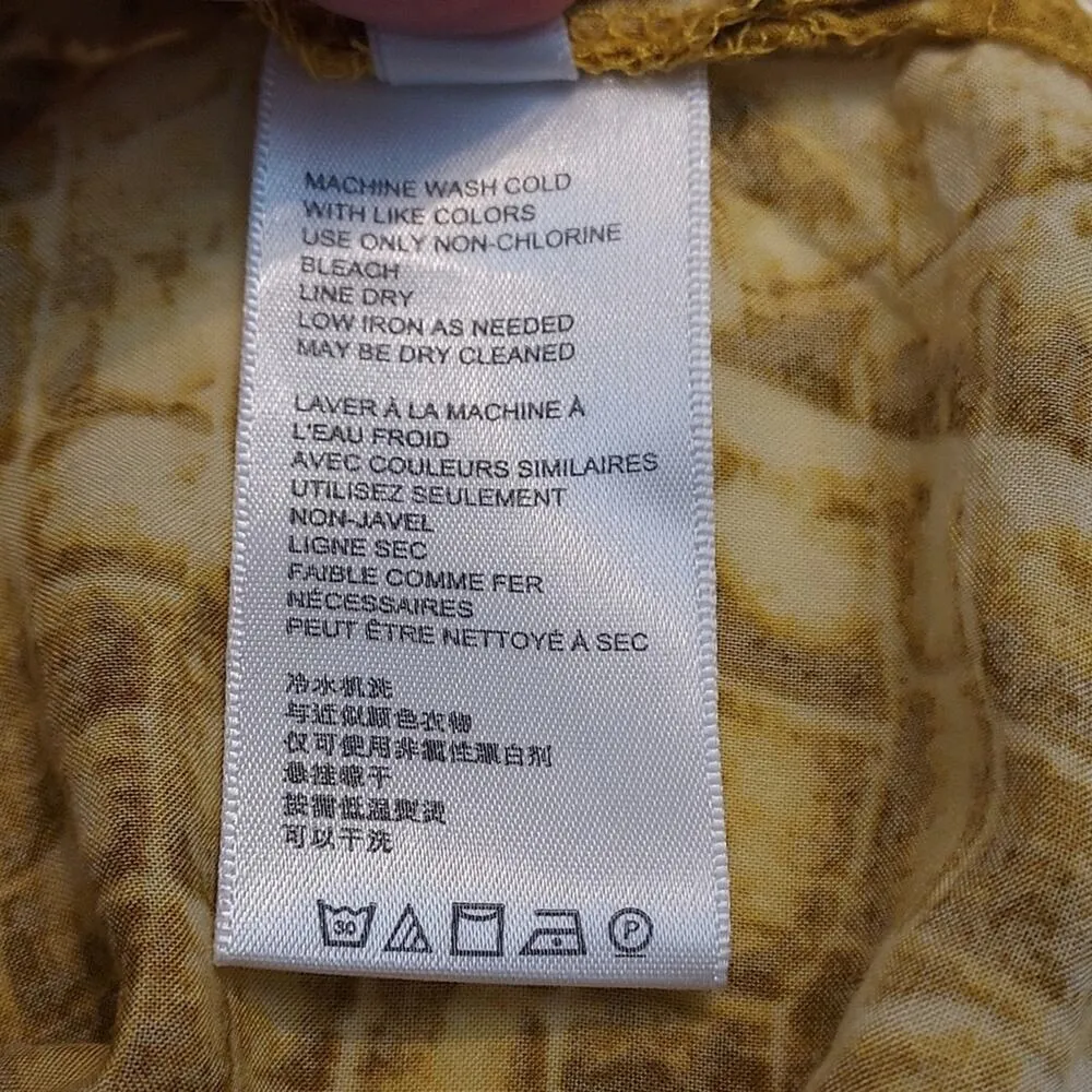 Urban Outfitters Yellow Gold Snake Skin Short Sleeve Button Up Blouse Shirt Top - Image 3