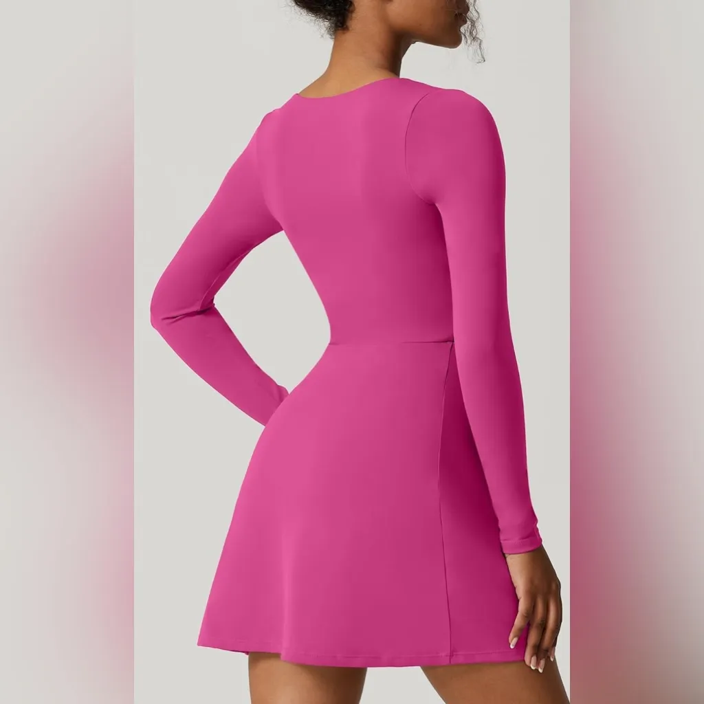 Fit & Comfort Fuchsia Long Sleeve strech Dress Pink Size XL - Image 2
