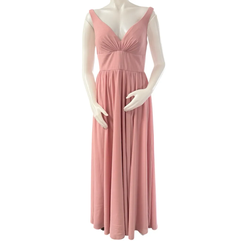 David’s Bridal Bridesmaids Chiffon Tank A-Line Pink Dress Size 8 - Image 2