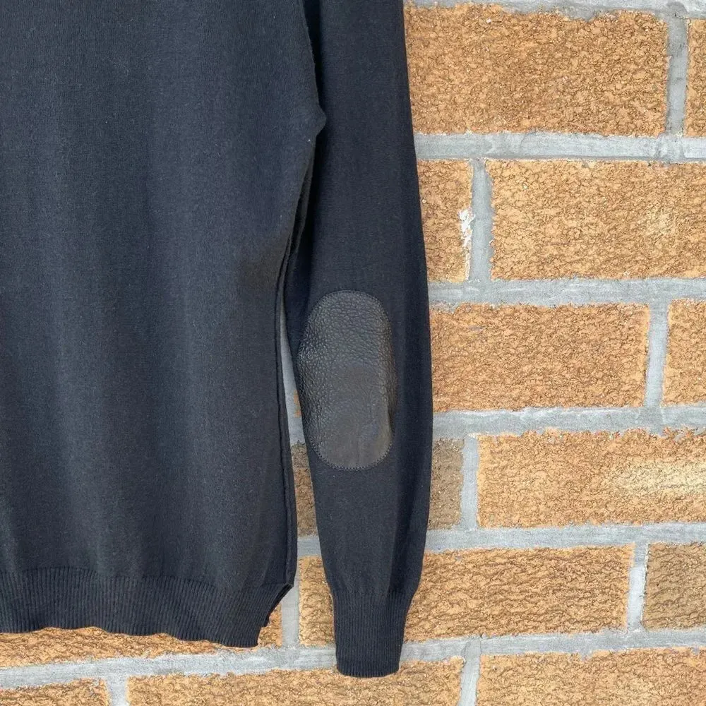 27 miles malibu elbow leather patch cashmere blend sweater small Black - Image 7