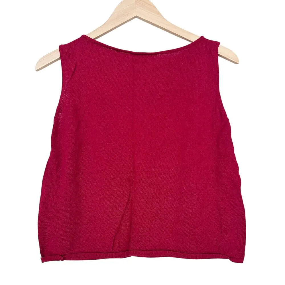 Eileen Fisher Red Knit Tank Top Sz L - Image 4