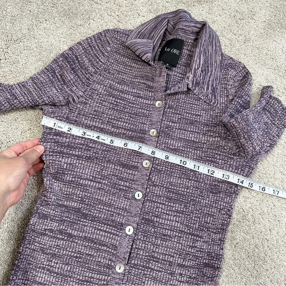 Le Ore Women’s Rimini Collared Romper Playsuit Ribbed Shortsleeve in Purple M Size M - Image 15