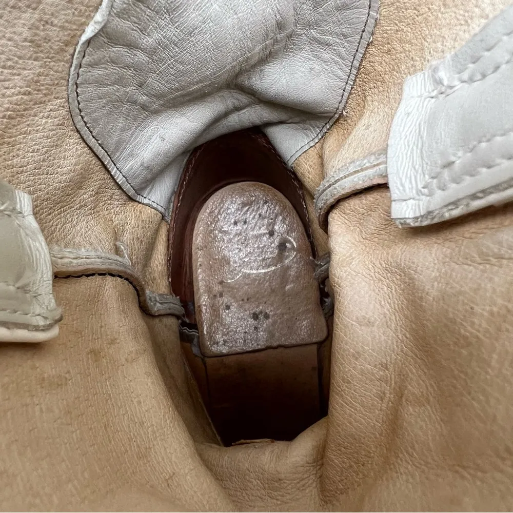 Vintage 90s Justin Boots White Eggshell Pearl Roper Pull On Cowgirl Western 6.5B - Image 8