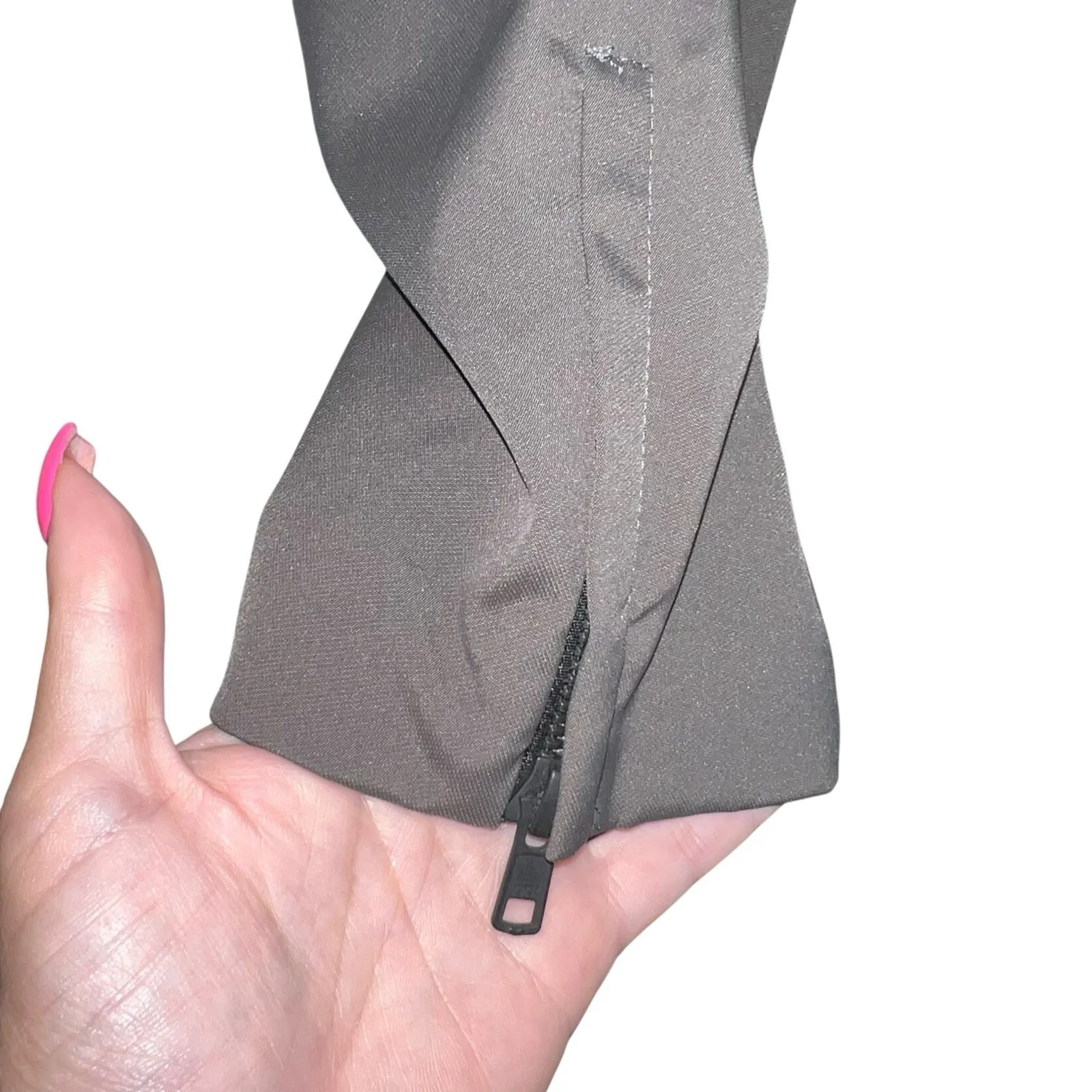 Theory Fog Gray Scyler Sync Ankle Zip Cropped Women Size 12 Pants Stretch Pocket - Image 5