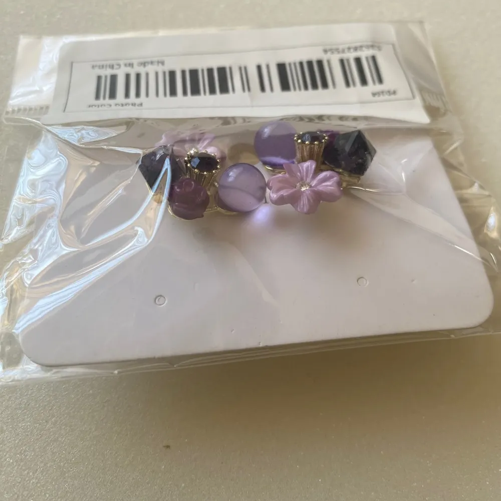 Purple Shiny Flower Shape Stud Earrings Inlaid Shiny Zircon Faux Fashion Jewelry Gold - Image 8