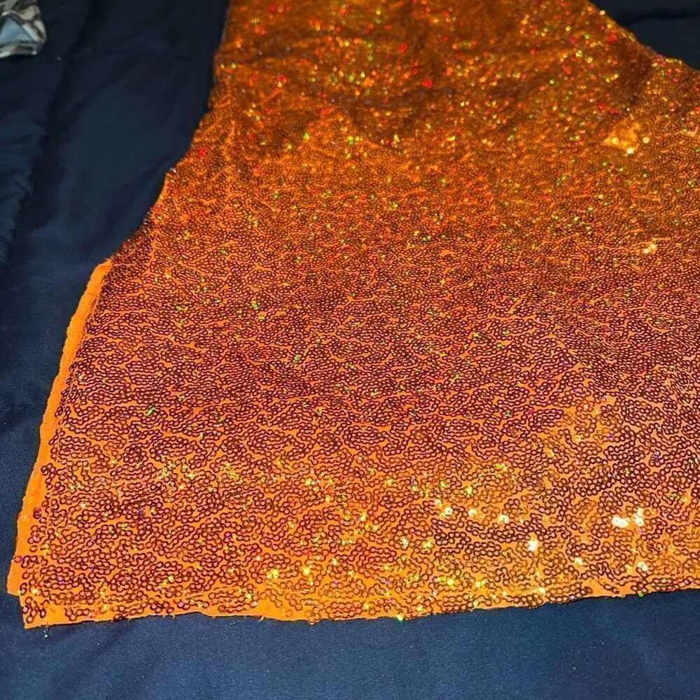 Revolution Rave festival dance disco dress with shorts underneath orange sequin - Image 7