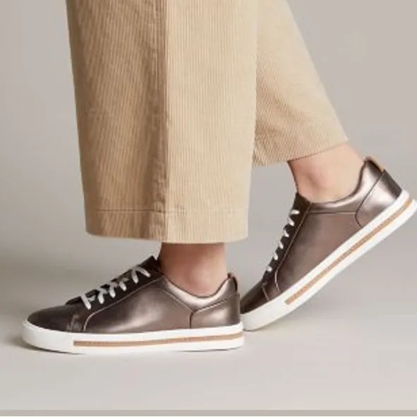 Clarks Women’s Unstructured 'Un Maui Lace' Leather Lace Up Shoes Bronze Sz 8.5 - Image 2