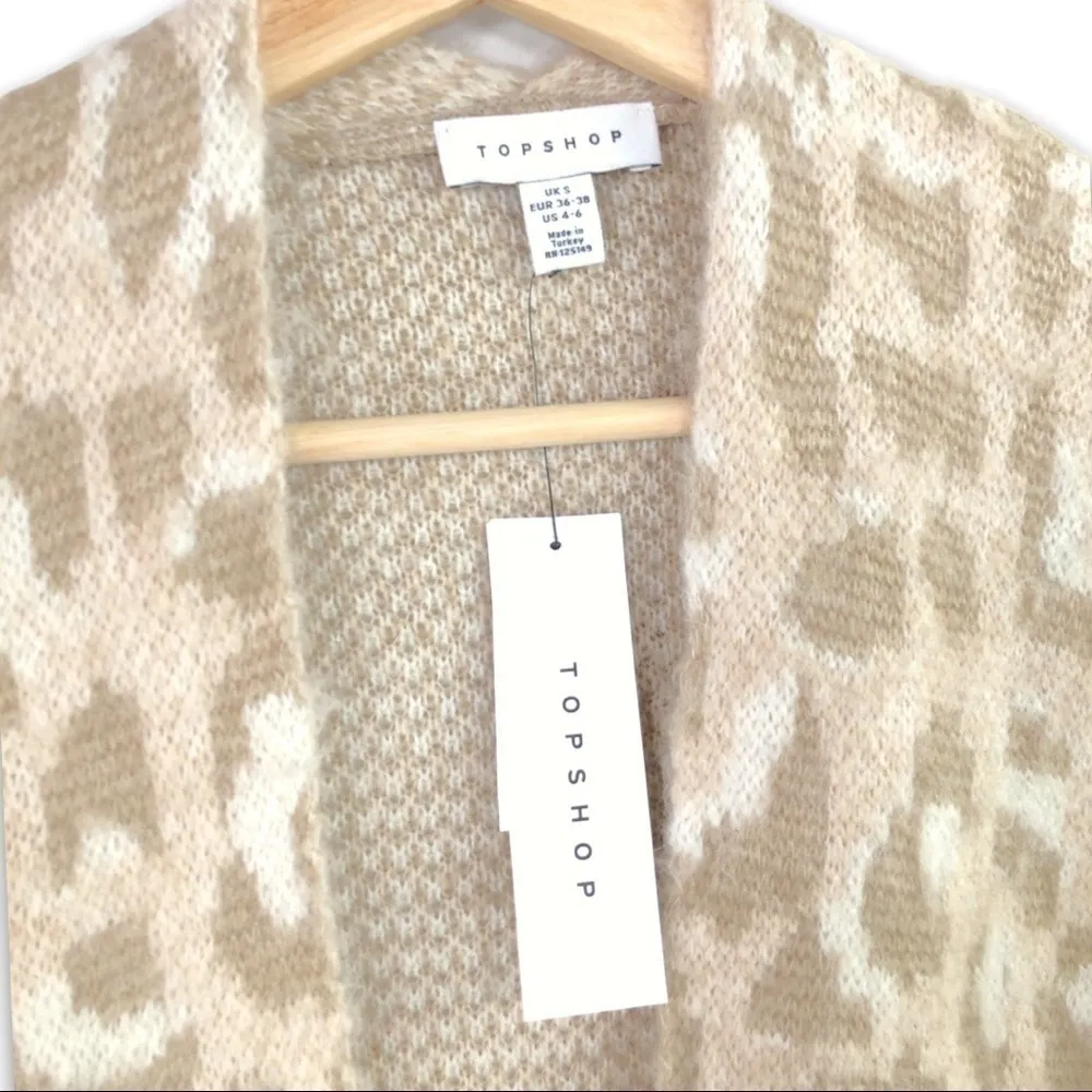 NWT - TOPSHOP - Leopard Print Duster Maxi Cardigan Oversized - Size 4-6 - Image 7