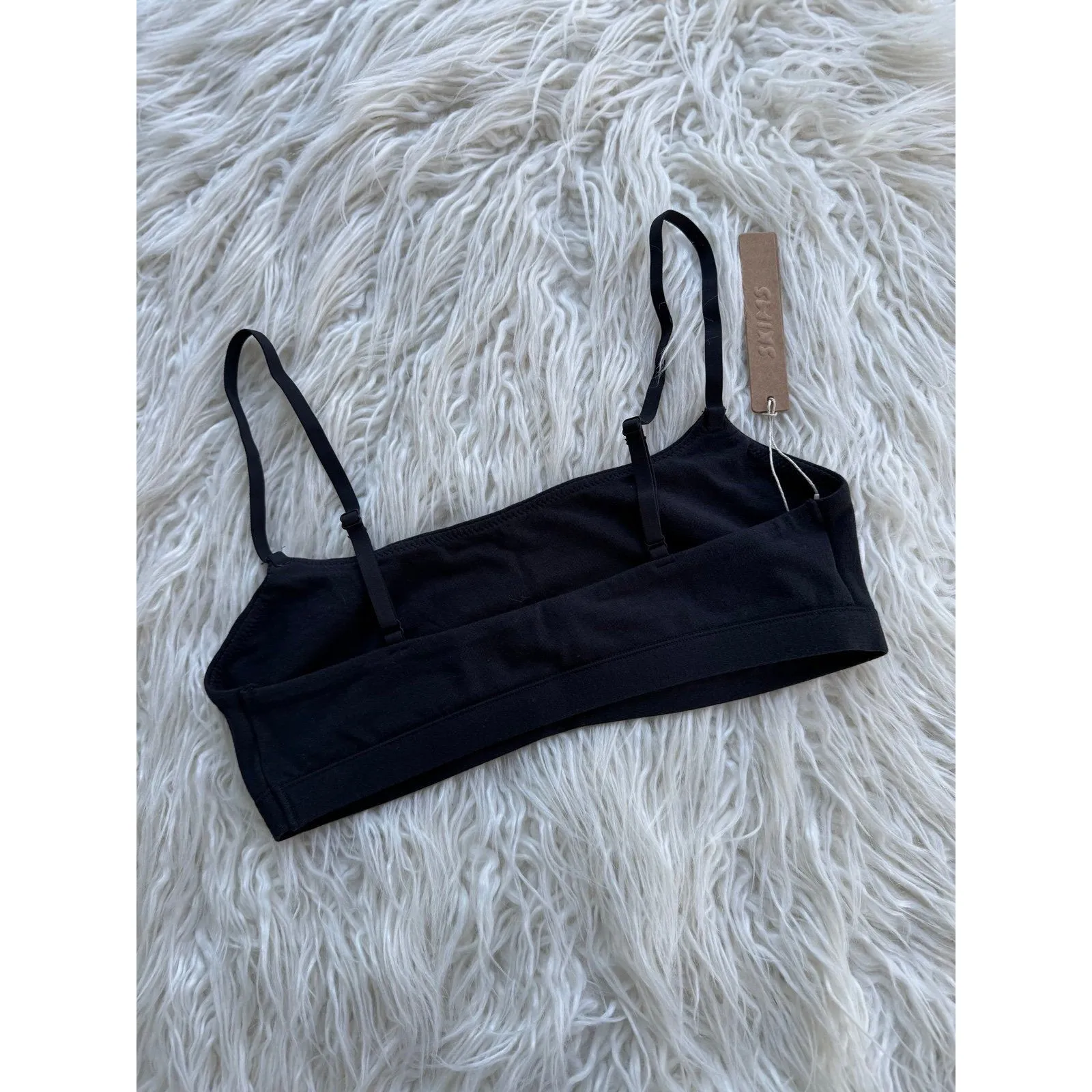 Skims Cotton Jersey Scoop Bralette Soot Size Small - Image 6