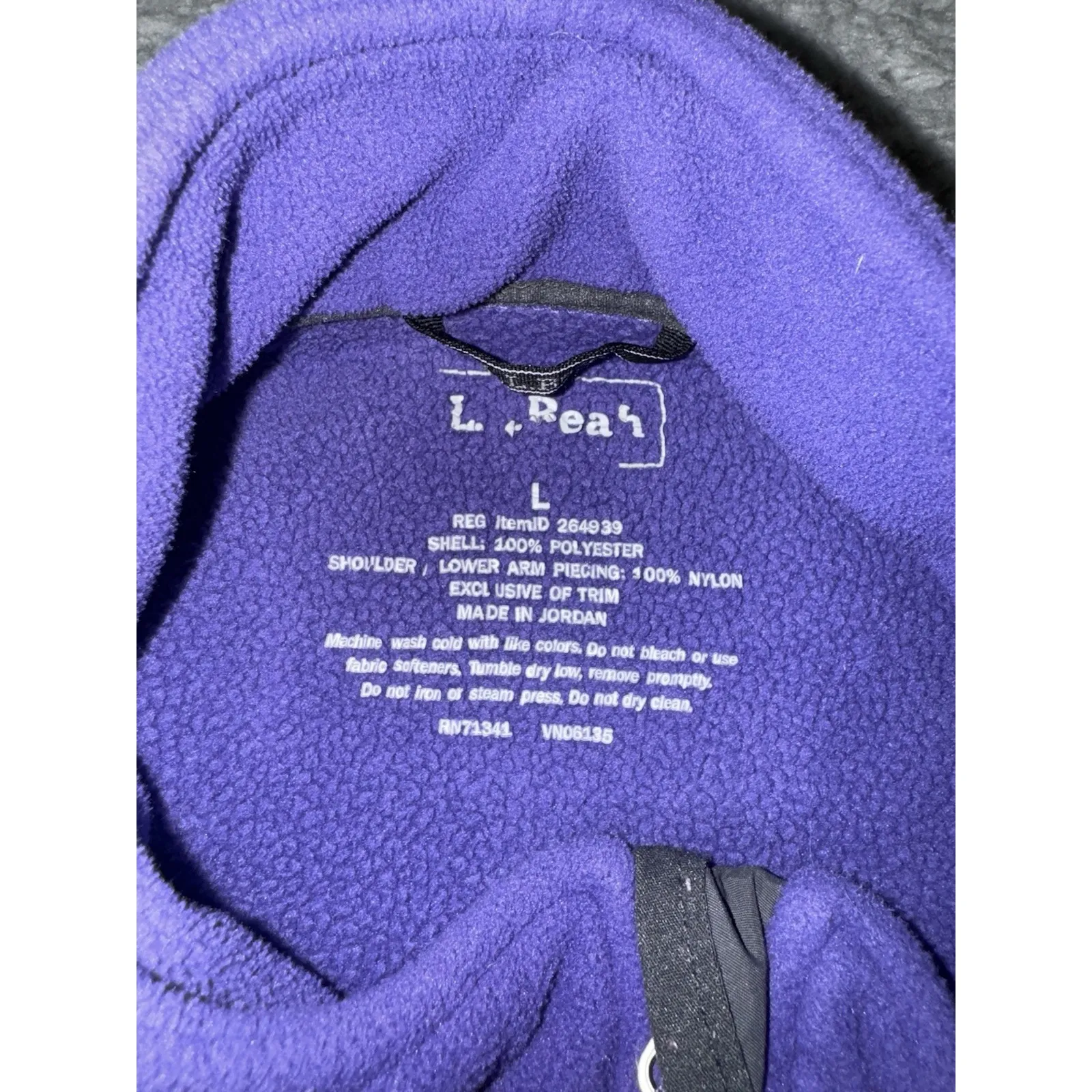 LL Bean Jacket Women Large Fleece Full Zip‎ Polartec Wind Pro Outdoor Purple - Image 11