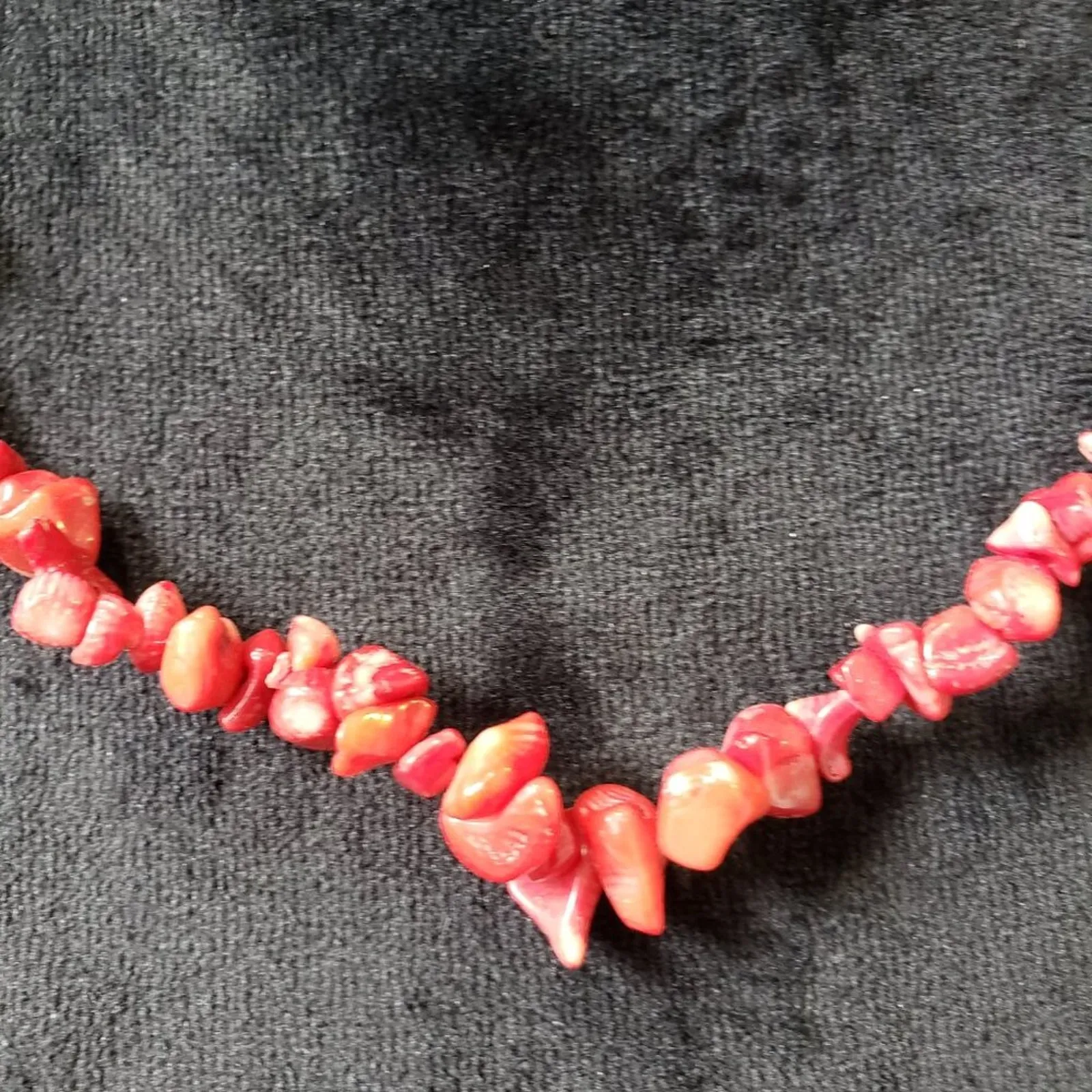 Womens Fashion Embellish Coral Stone Beaded Necklace with Lobster Clasp Red - Image 3
