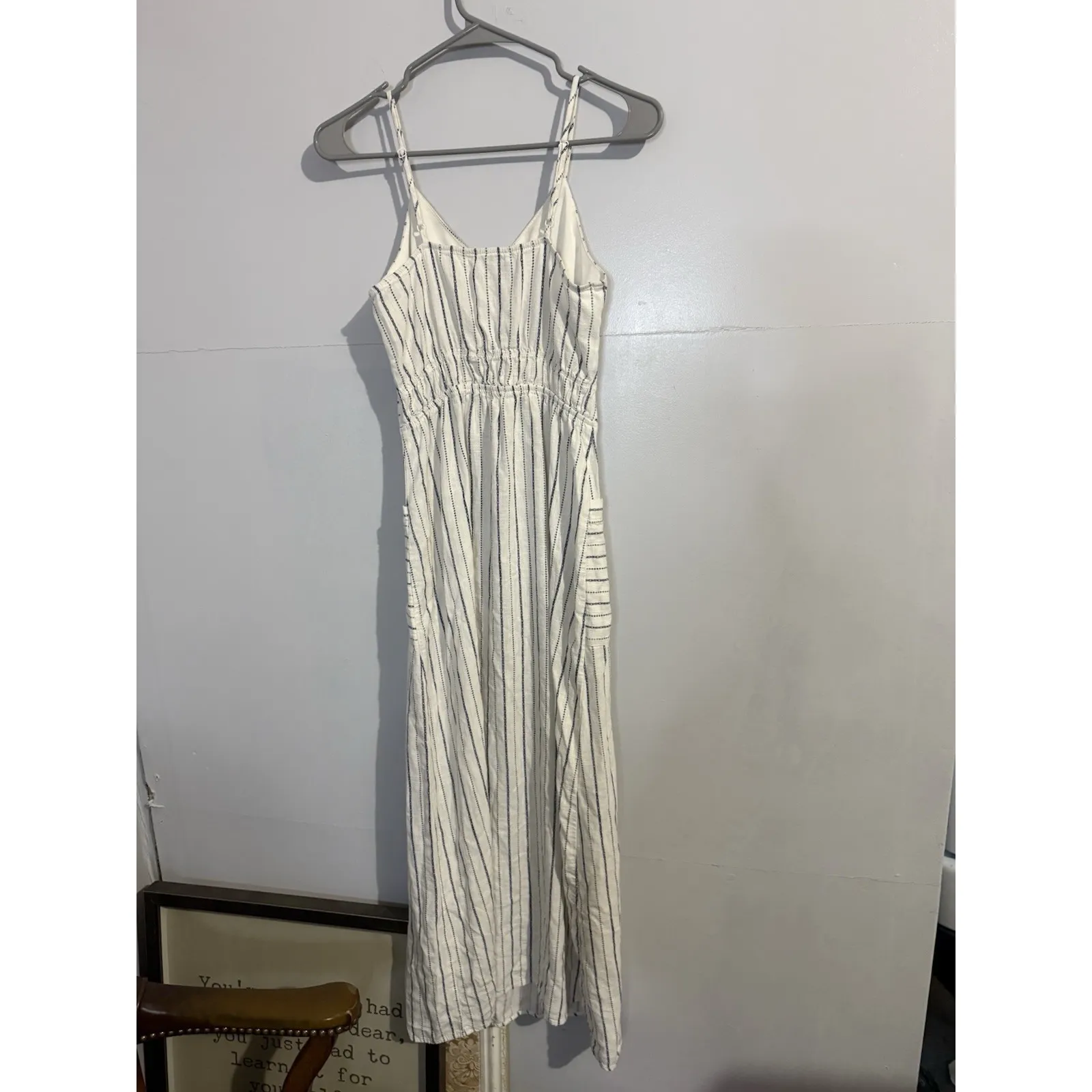 Monteau Anthropologie Linen Blend Pinstripe Sundress S dress Summer Travel Beach - Image 6
