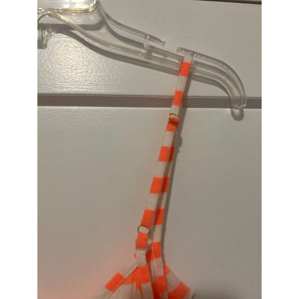 Lilly Pulitzer Neon Orange White Knit Striped Cotton Sundress Casual Size Small - Image 4