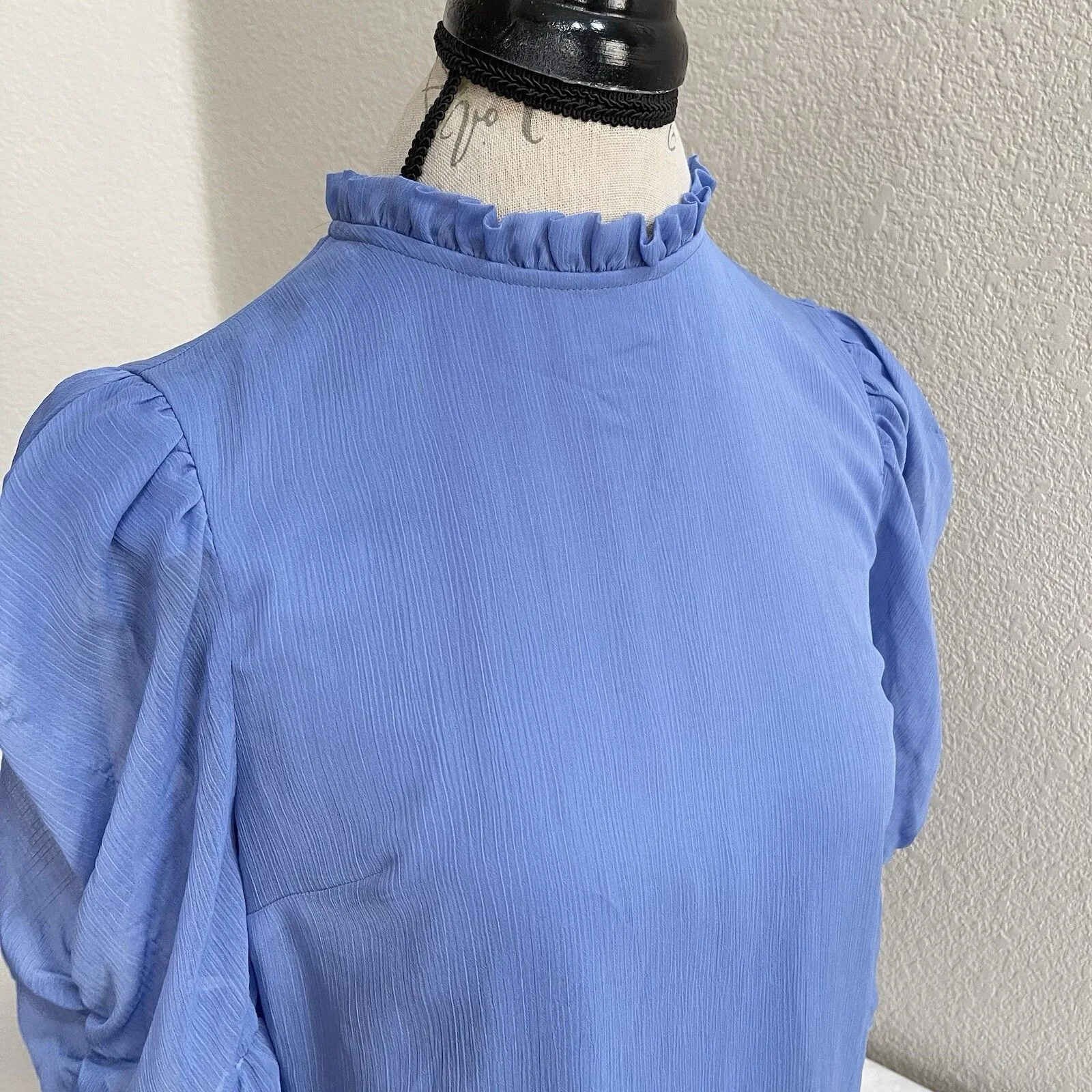 Express Womens Blouse Small Ruffle Puff Sleeve Preppy Boho Cottagecore Cottage - Image 11