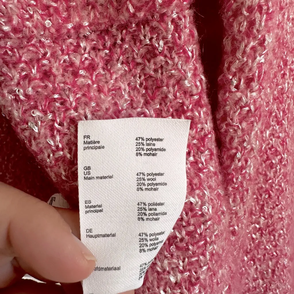 Maje‎ Knit Cardigan with Shiny Finish- Pink - Image 7