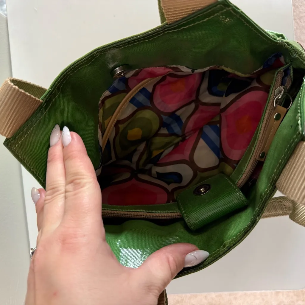 Franco Sarto Retro 70's Coated Canvas Lime Avocado Green Y2K Shoulder Bag Purse - Image 6