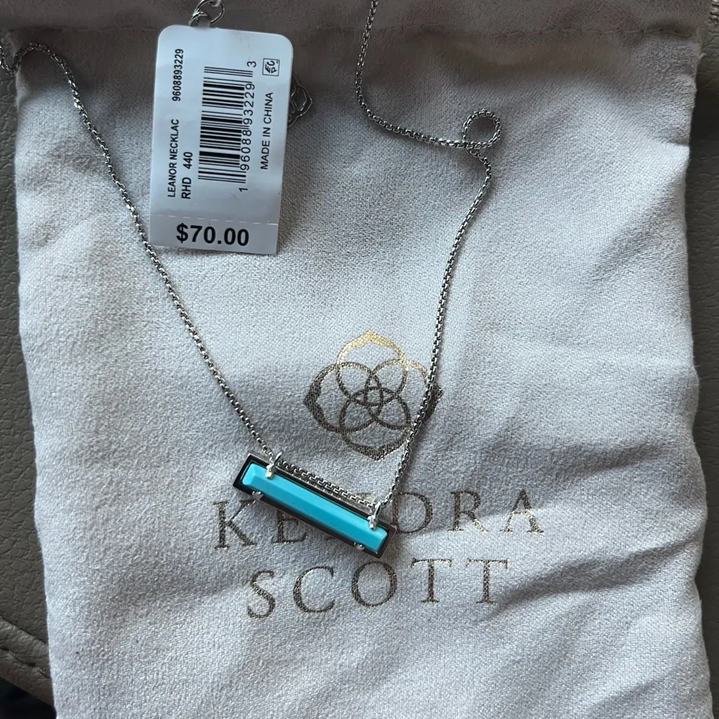 Kendra Scott Turquoise Bar Necklace on Silver Chain - Image 2