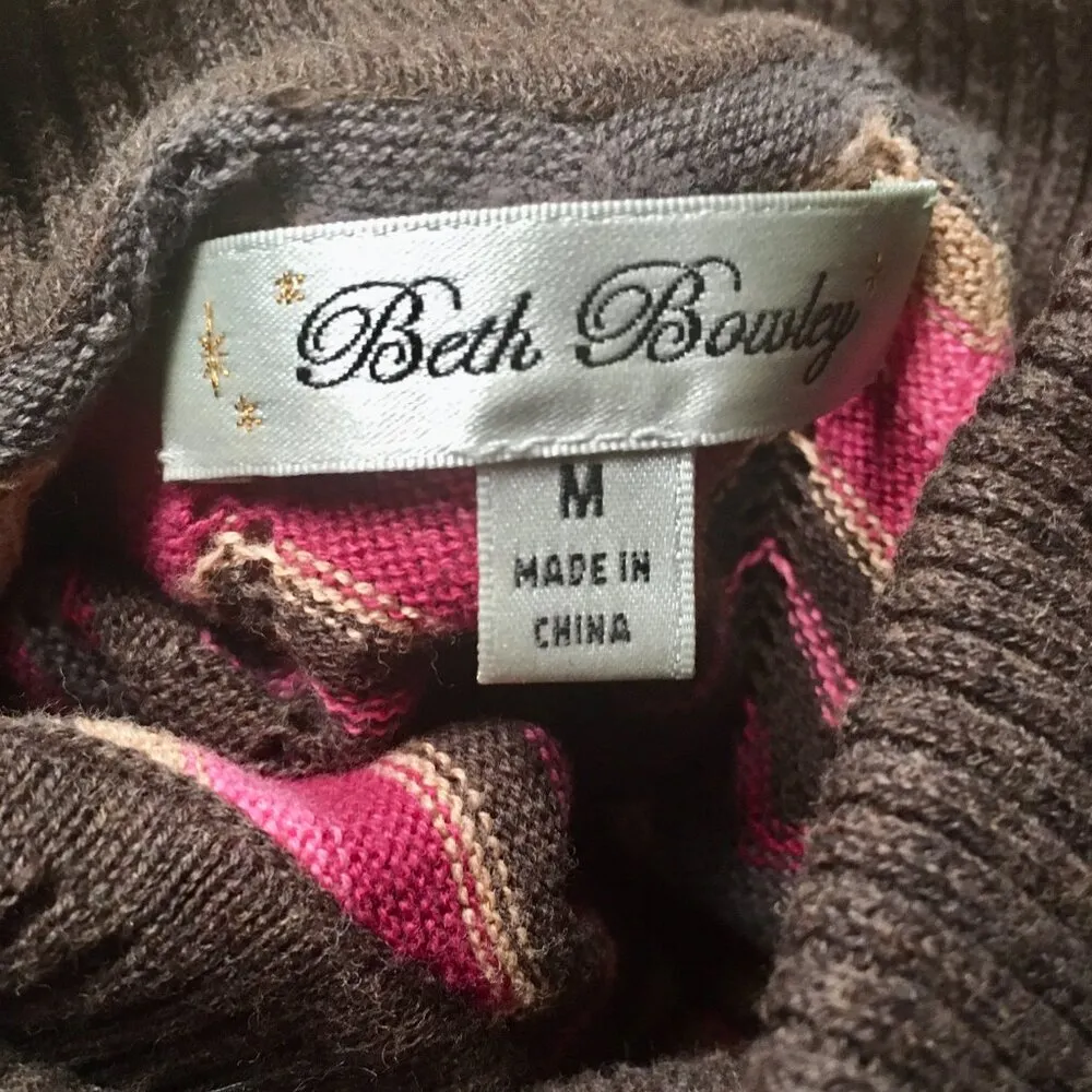 Anthropologie Beth Bowley knit sweater dress duster 2pc set chevron stripe M L - Image 8