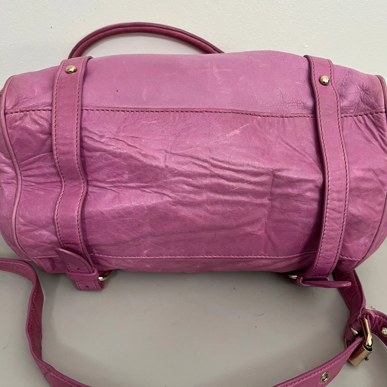 Rebecca Minkoff Cupid Y2K Satchel Double Handle Crossbody Bag Studded  Pink READ - Image 9