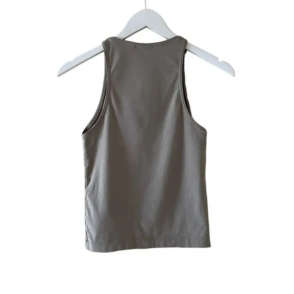 Zara Crop Top Tank Festival Khaki Green Cropped Shirt Halter SZ M #1705 - Image 5