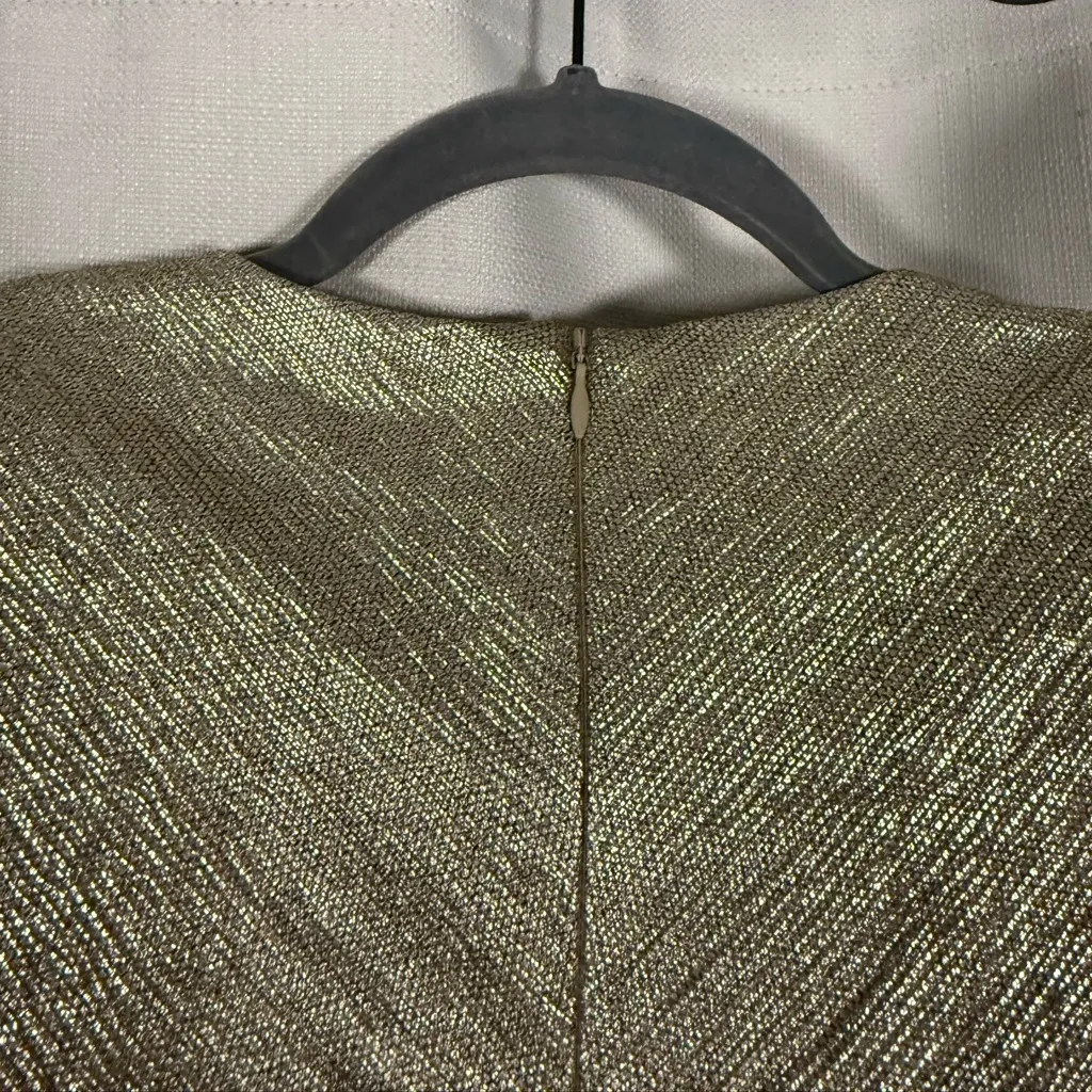 Eliza J Metallic Long Sleeve Sheath Dress in Champagne Gold Size 8 - Image 8