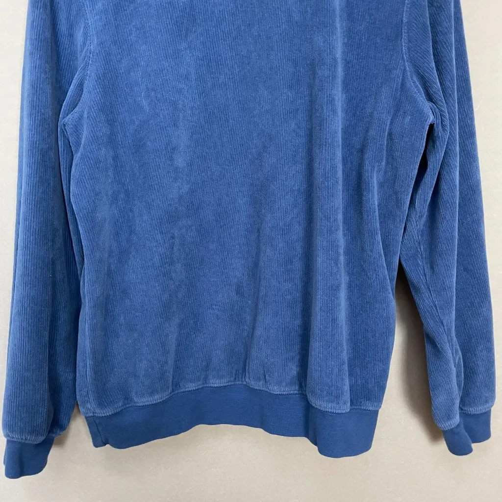 Vintage Sweatshirt Embroidered Flowers‎ Blue Quarter Zip Women Size Medium Koret - Image 6