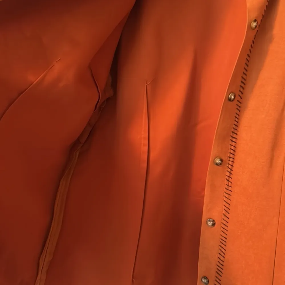 Womens Ali Miles Long Sleeve Button Down Faux Suede Shirt Size L Orange Size L - Image 6