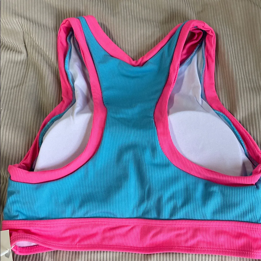 Blue and Pink Swim Crop Top Size L - Image 4