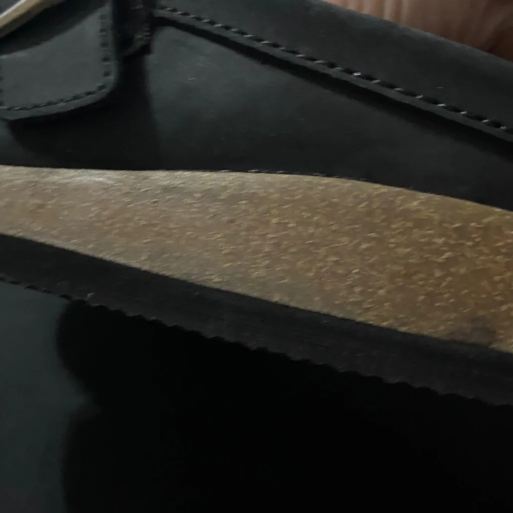 WHITE MOUNTAIN FOOTBEDS BLACK LEATHER MULES NO SIZE TAG MEASURES APPROX 11” EUC Gray - Image 6